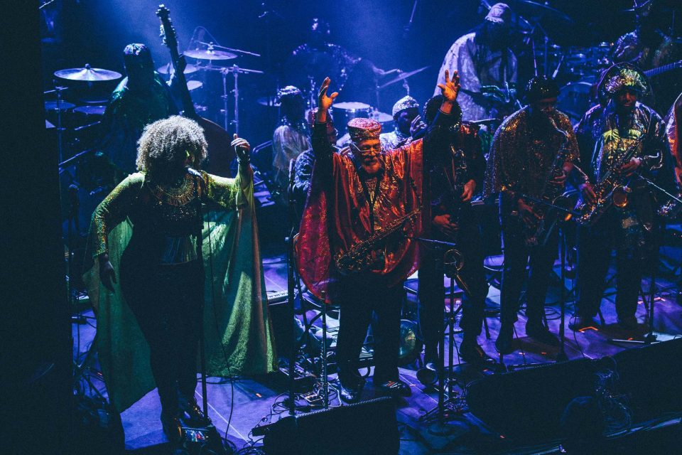 Marshall Allen leads a performance of the Sun Ra Arkestra