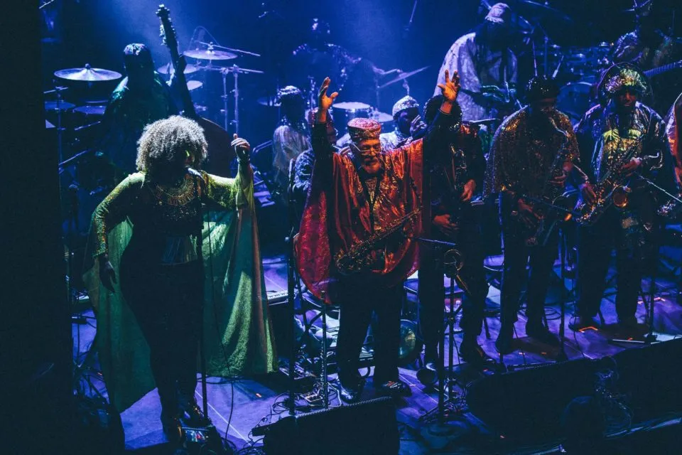 Marshall Allen leads a performance of the Sun Ra Arkestra